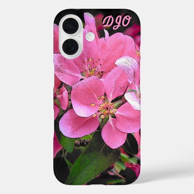 Pink Crab Apple Blossom and your initials Case-Mate iPhone Case (Back)