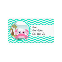 Pink Crab; Aqua Green Chevron