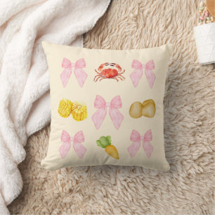 Pink Crab Boil Seafood Party pastel Cushion