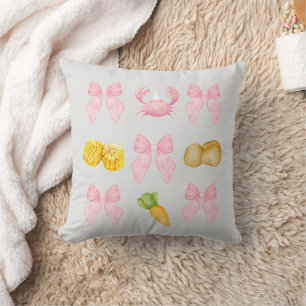 Pink Crab Boil Seafood Party pastel Cushion