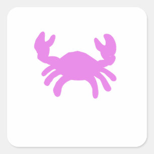 Pink Crab Silhouette Square Sticker