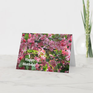 Pink Crabapple Floral Photo Birthday Card