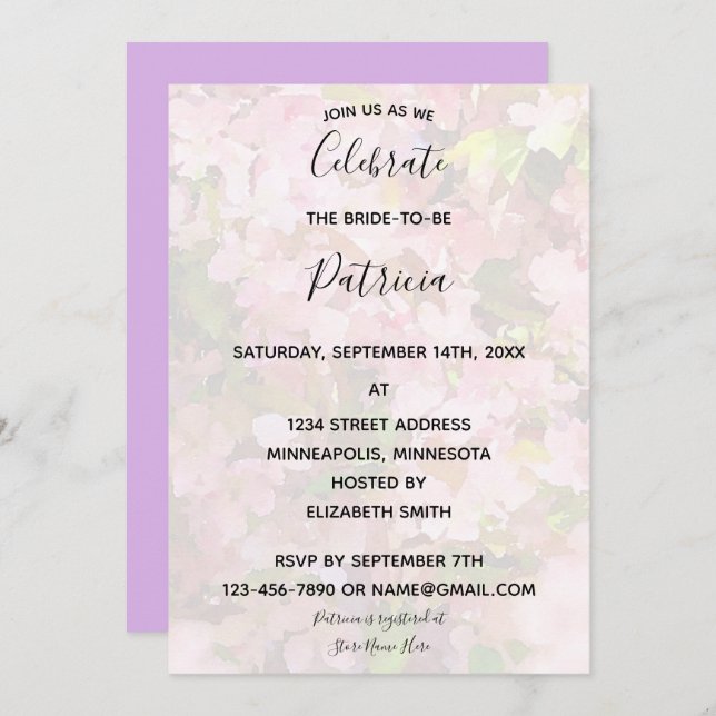 Pink Crabapples Blossoms Bridal Shower Invitation (Front/Back)