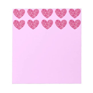 Pink Crackle Hearts Notepad