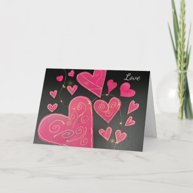 Pink Craft Hearts  Card (Front)