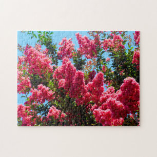 Pink Crape Myrtle Flowers Photography Jigsaw Puzzle