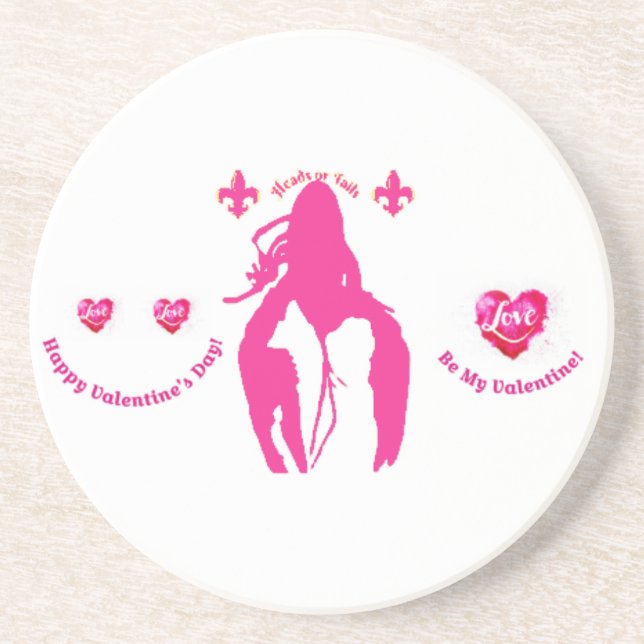 Pink Crawfish Valentine's Sand Coaster (Front)