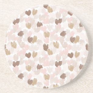 Pink Cream Brown Hearts Coaster
