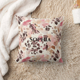 Pink Cream Brown Leopard Christmas Cushion