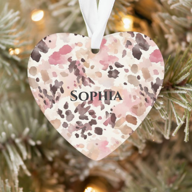 Pink Cream Brown Leopard Christmas Ornament (Tree)