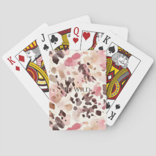Pink Cream Brown Leopard   Playing Cards