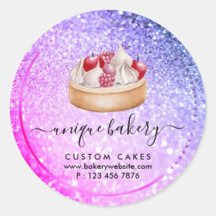 Pink Cream cheesecake berry sparkles Classic Round Sticker