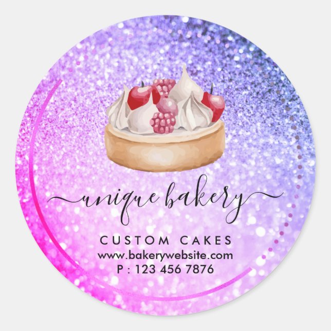 Pink Cream cheesecake berry sparkles Classic Round Sticker (Front)