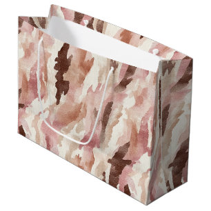 Pink Cream Chocolate Brown Abstract Birthday Large Gift Bag