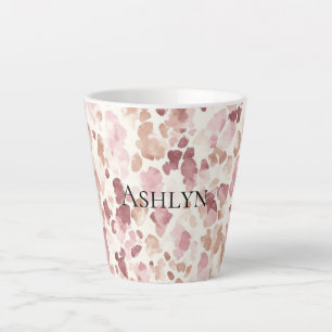 Pink Cream Chocolate Brown Abstract Leopard Animal Latte Mug