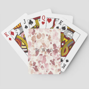 Pink Cream Chocolate Brown Abstract Leopard Animal Playing Cards