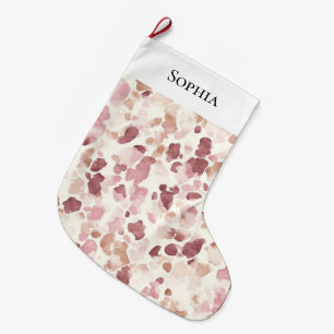 Pink Cream Chocolate Brown Leopard Christmas Large Christmas Stocking