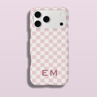 Pink Cream Coastal Chequerboard Chequered Initial
