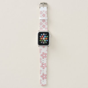 Pink Cream Daisy Flowers Retro Pattern Apple Watch Band