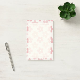 Pink Cream Daisy Flowers Retro Pattern Post-it Notes