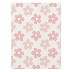 Pink Cream Daisy Flowers Retro Pattern Tablecloth