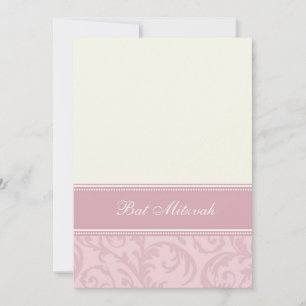 Pink Cream Damask Bat Mitzvah Invitations