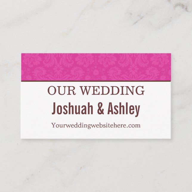 Pink & Cream Design Wedding Website Business Cards (Front)