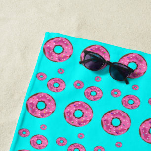 Pink cream donuts beach towel