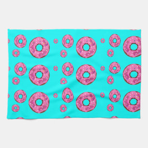 Pink cream donuts tea towel