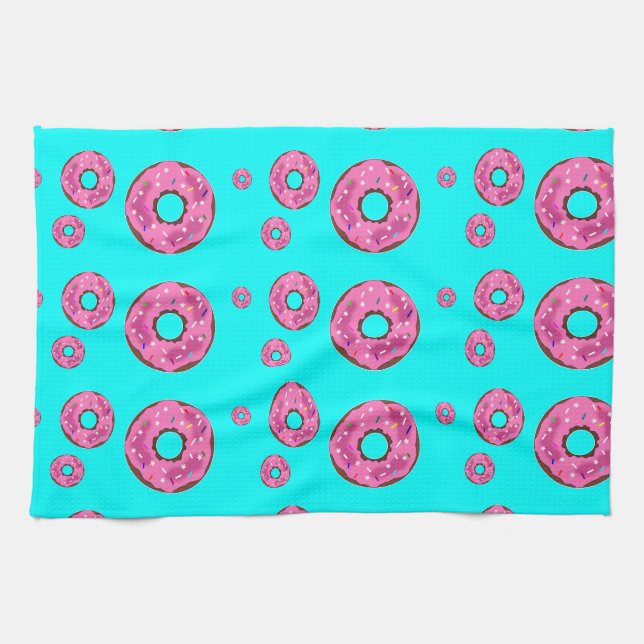 Pink cream donuts tea towel (Horizontal)