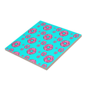 Pink cream doughnuts ceramic tile