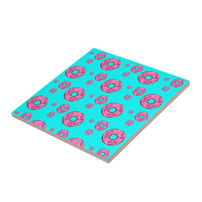 Pink cream doughnuts ceramic tile (Side)