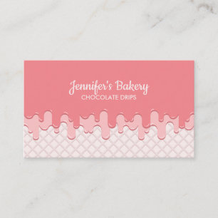 Pink Cream Drip Wafer Bakery Business Card