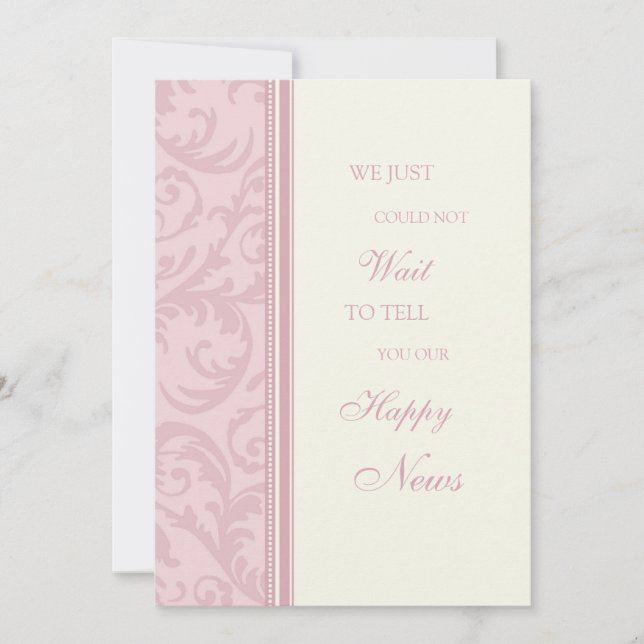 Pink Cream Elopement Announcement Cards (Front)