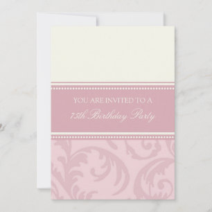 Pink Cream Floral 75th Birthday Party Invitations