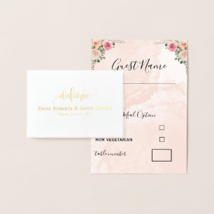 Pink Cream Floral Garden Wedding Place Cards