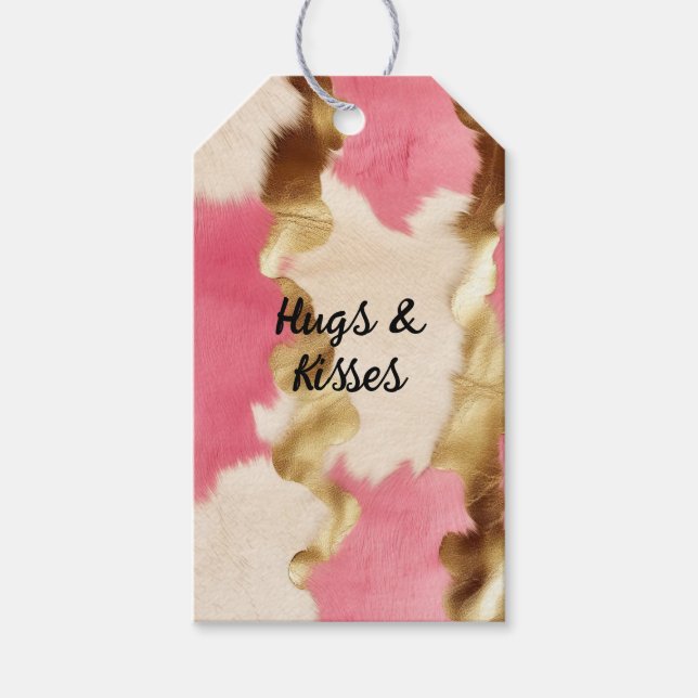 Pink Cream Gold Cowhide Gift Tags (Front)
