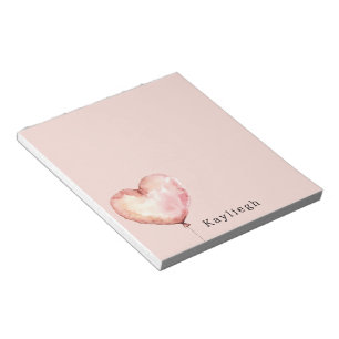 Pink Cream Heart Balloon Notepad