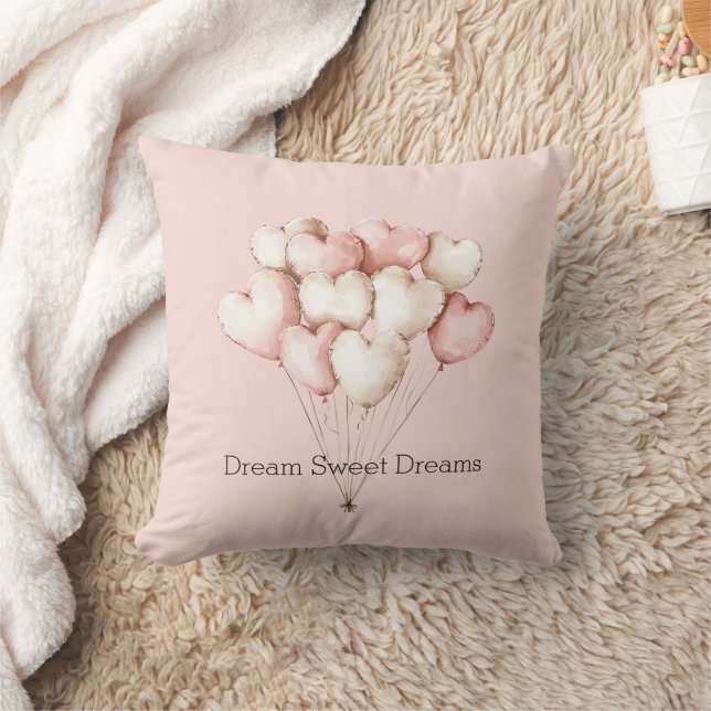 Pink Cream Hearts Balloons   Cushion (Blanket)