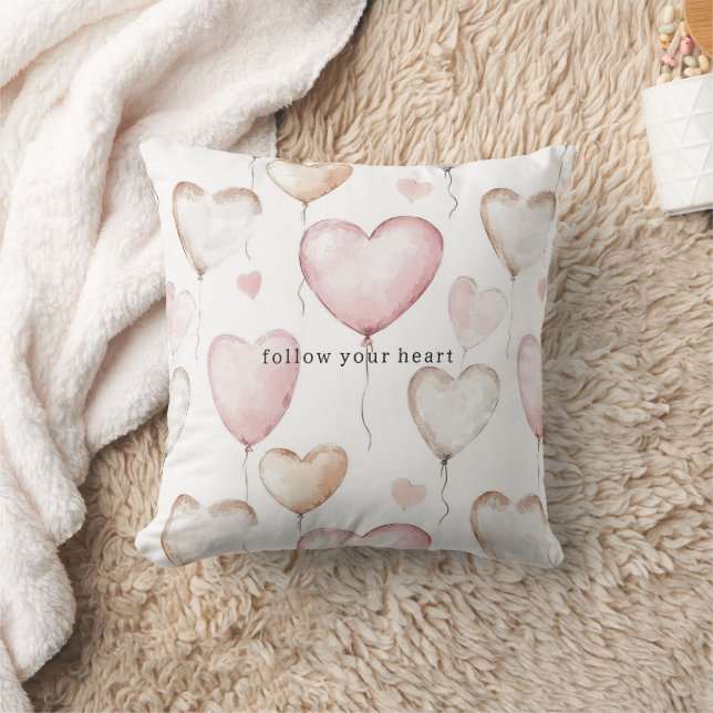 Pink Cream Hearts Cushion (Blanket)