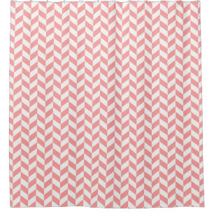 Pink & Cream Herringbone  Modern Seamless Pattern Shower Curtain