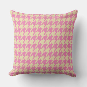 Pink & Cream Houndstooth Large Tiles Cushion