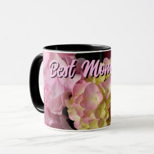 Pink Cream Hydrangeas yellow pink floral Mothers  Mug