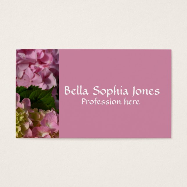 Pink Cream Hydrangeas yellow pink green floral  (Front)