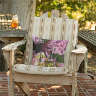 Pink Cream Hydrangeas yellow pink green floral Cushion