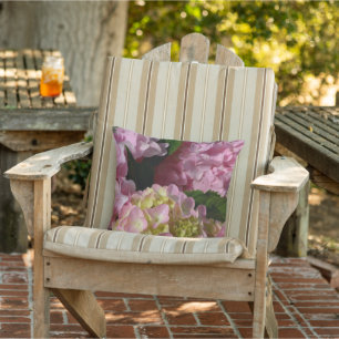 Pink Cream Hydrangeas yellow pink green floral Cushion