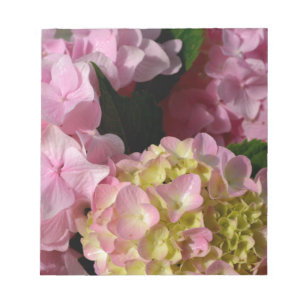 Pink Cream Hydrangeas yellow pink green floral Notepad