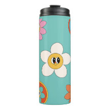 pink cream illustration retro flower tumbler.