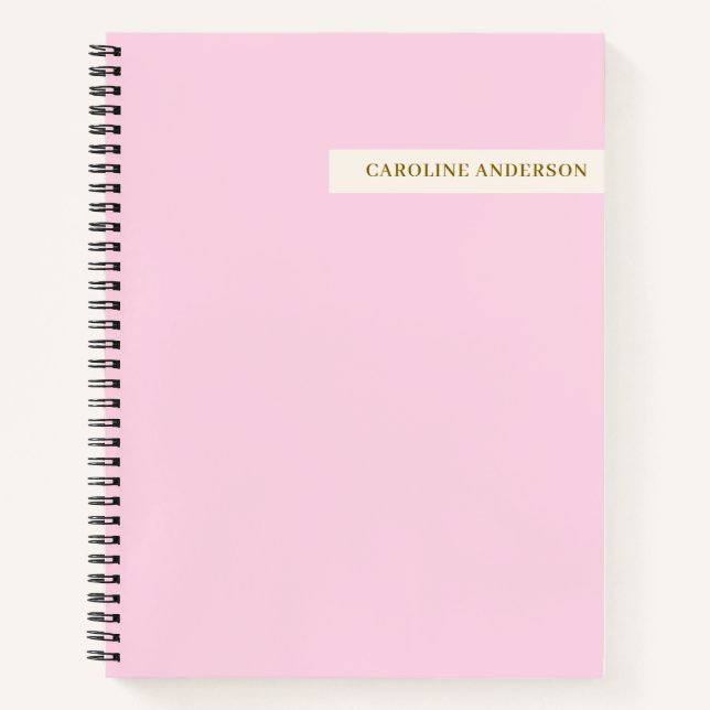 Pink Cream Personalised Name Back to School Study Notebook (Front)