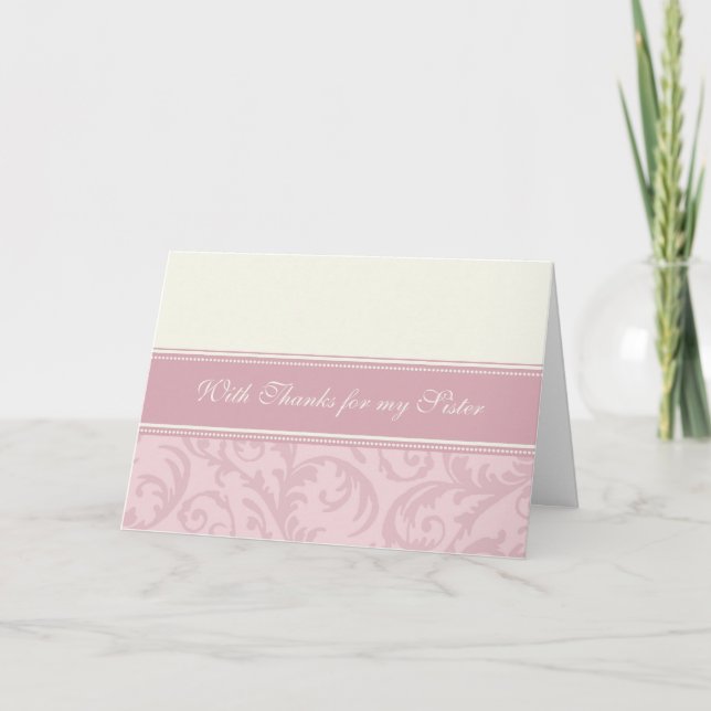 Pink Cream Sister Thank You Matron of Honour Card (Front)